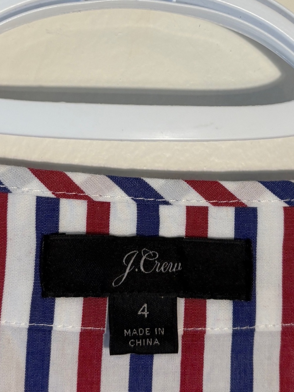 J. Crew Striped Tie Waist Cotton Shirt Midi Dress Size 4 Blue Red White Casual - Picture 7 of 11